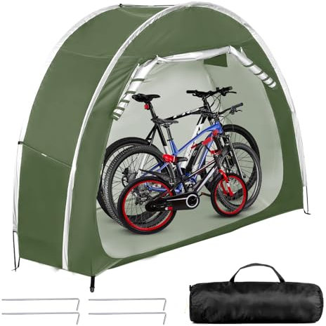 DOKKOME Bicycle Tent Waterproof Bicycle Storage Tent Portable Camping Sidetent Bicycle-Garage Equipment Outdoortent Motor Cover Gardentent for Bicycles Motorcycles Garden Tools green