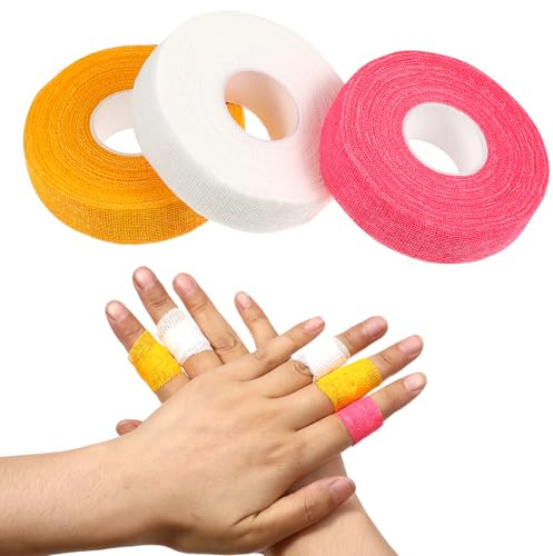 3 Rolle Fingerband zum Nähen Selbstklebender Verband Fingertape Mullbinden Verband Klebeverbands Fixierbinde Haftbandage Selbstklebend Verbands für Handnähen Quilten Sticken und Basteln Nähen