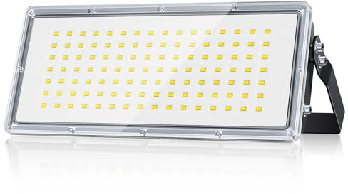 TOPAUBUB 100W LED Strahler Fluter Außen 10000LM 1 Stücke, LED Scheinwerfer 6500K Kaltweiß IP66 Wasserdicht für Garten/Lager/Hofbeleuchtung