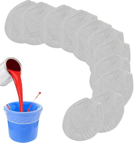 12 Pcs Paint Strainer, Paint Strainer Bag, Paint Strainers, Paint Strainer with Elastic Top Opening White Regular Fine Mesh Filters Bag for Paint, for Liquid Filtering & Home Brewing, Paint Gardening