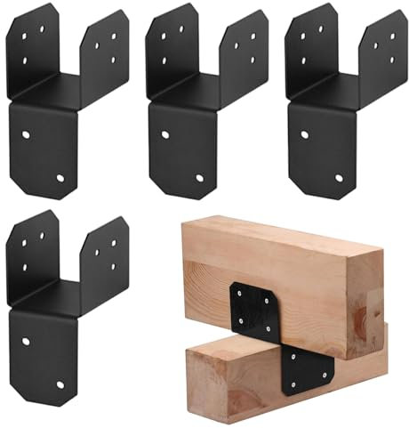 Soporte para Viguetas 4x4 | 4 Piezas Conector de Vigas para Techo y Cabeza,Conector de Vigas de Carga para Cercas y Estructuras Exteriores