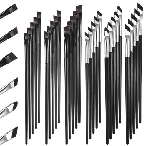 30 Stück Augenbrauen Pinsel Dünn Gel Eyeliner Pinsel Augenbrauen | Dünne Flacher Eyeliner Färben Pinsel Schräg Make Up, Eyebrow Pinsel Für Augen Gel, Abgewinkelter Brauenpinsel, Schräger