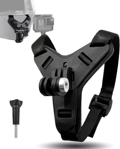 hankousi Motorcycle Helmet Mount Chin Mount, Black Universal Integrated Anti Vibration Helmet Action Camera Fits Most Helmet Chin for GoPro 9 Insta360 (Motorcycle/Cycling/Bicycle)