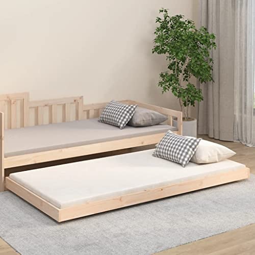 Runheo Massivholzbett Kiefer Natur 80x200 cm, Rollbett Gästebett Jugendbett, Robustes Bettgestell aus Vollholz, Einfacher Aufbau, Langlebiges Einzelbett für Schlafzimmer