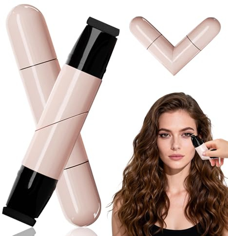 2 Stück Rotierender Eyeliner Stempel Stift Wasserfest, Doppelkopf Stempelstifte Für Winged Eyeliner, Schnell Trocknender Präzisions-Lidstrich Stempel, Wischfest Makeup EyelinerTool (Schwarz+Braun)