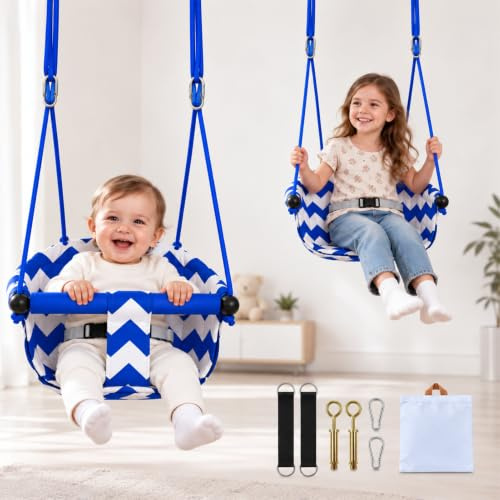 Columpio Infantil para Bebé,Columpio Jardín Exterior Interior Desde 6 Meses | Columpio Exterior con Cinturón Seguridad y Cuerdas Ajustables,Soporta Hasta 100 kg,Favorece el Desarrollo Sensorial