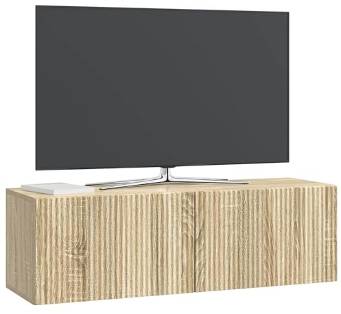 vidaXL Wandmontierter TV-Schrank Sonoma-Eiche 98 x 31 x 30 cm, Wohnzimmer, Moderne Entertainment-Wand, rechteckige TV-Konsole, stylischer Stauraum, hängender Schrank