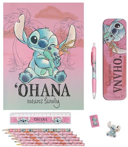 Großes Schulset für Kinder, Schreibwaren-Set für die Schule, ideales Schulzubehör (Disney Stitch)