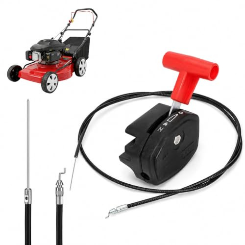 Gaszug Universal 142cm mit Gashebel,Set für Rasenmäher,Gashebel Zubehör | Verstellbarer Seilzug für Motorsteuerung und Reparatur,Ersatz Gaszug für Rasenmäher Motorhacke Gartengeräte