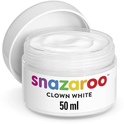 Snazaroo 1198200 Kinderschminke, hautfreundliche hypoallergene Gesichtschminke auf Wasserbasis, wasservermalbar, parabenfrei, clownweiß, 50 ml Topf