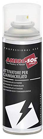 Ambro-Sol I269 Attivatore per Cianoacrilato, Applicabile Prima o Dopo l’Incollaggio Stesso, Bomboletta Spray in Banda Stagnata 100% Riciclabile all'Infinito 200 ml, trasparente