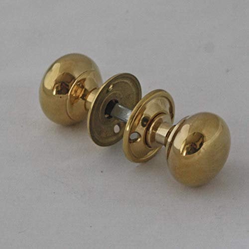 Architectural Decor Brass Cottage Door Knobs, 50mm x 50mm x 50mm, Georgian/Victorian Style, Polished Brass, 2 Pack