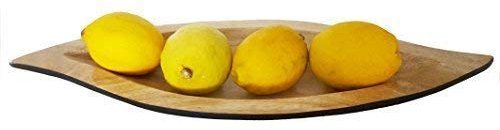 CleanPrince Holzschale natur schwarz Blattförmig Obstschale ovale Schale Holz 44cm x 15 cm