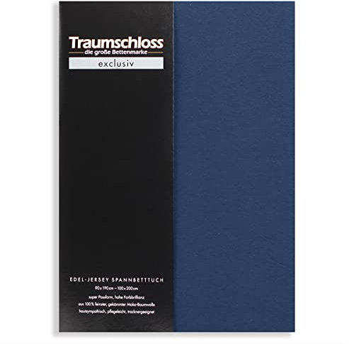 Traumschloss Spannbetttuch »Exclusiv« 100% Mako-Baumwolle | Edel-Jersey | hohe Farbbrillanz | Marine | 180-200x200cm