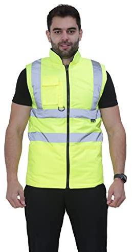 shelikes Hi Vis Bodywarmer Fleece Lined Safety Gilet High Visibility Reflective Workwear Vest for Men Security Outdoor Hiking Construction Warm Work Waistcoat