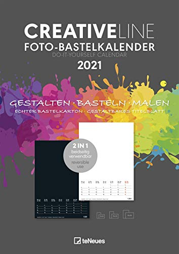 Foto-Bastelkalender 2 in 1 2021 - Kreativ-Kalender - DIY-Kalender - Kalender-zum-basteln - 21x29,7 - datiert: Gestalten, basteln, malen. Echter Bastelkarton. Gestaltbares Titelblatt