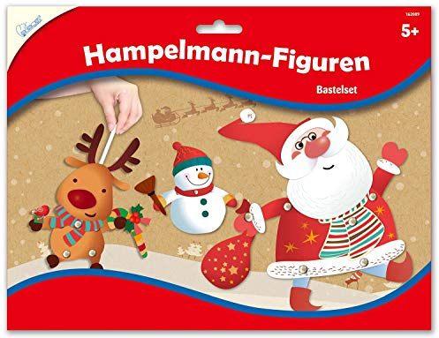 Mammut 162009 - Bastelset Hampelmann-Figuren Weihnachten 1, Komplettset mit 3 Bögen Einzelteilen, diversem Zubehör und 1 Anleitung, Kreativset für Kinder ab 5 Jahre