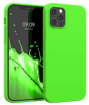 kwmobile Case Compatible with Apple iPhone 12 Pro Max Case - Soft Slim Protective TPU Silicone Cover - Neon Green