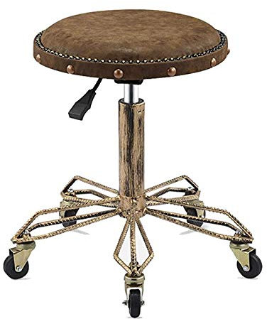 JMYSD Retro Barber Shop Barhocker PU Ledersessel 360 ° Drehbar Höhenverstellbares Hubrad Beauty Hocker Geeignet Für Barber Shop Nail Shop Hocker,A2