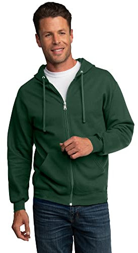 Fruit of the Loom Men's Eversoft Fleece Sweatshirts & Hoodies Shirt, Full Zip-Dark Green, S