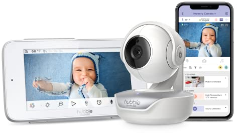 Hubble Connected Nursery Pal Premium 5 Baby Monitor Camera and Audio, NightVision; Pan Tilt Zoom; 2Way Talk & Room Temp Sensor, 1000ft Range, Privacy mode, Secure Baby Monitor with Smartphone App