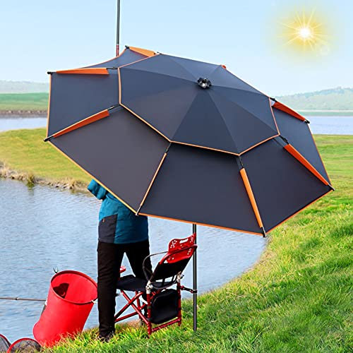 Refue Parasol Anti-UV - Parasol de Plage - Inclinable - Réglable - Camping - la randonnée - Piscine - Parapluie de Pêche Pliable Noir (Size : 240CM/7.8ft)