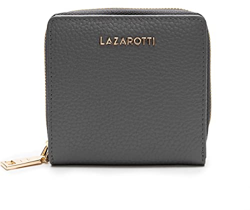 Lazarotti Bologna kompakte Leder Geldbörse Damen | mit Druckknopf, Reißverschlussfach, 6 Kartenfächer, RFID-Schutz | 10 x 10 x 2,5 cm
