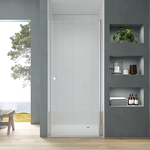 100cm Pendeltür Dusche Duschtür Glas Verstellbereich 98,5-100,5cm Duschkabine Nische Nischentür Schwingtür Rahmenlos Duschabtrennung inkl. Dichtung Magnetdichtung Schwallschutz 5mm Sicherheitsglas