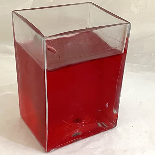 Oberstdorfer Glashütte Gel Kerze im Glas rot mit Duft nachfüllbar Garten Lampe Wohnraum Tischlampe Beleuchtung Vase eckig Höhe 14 cm Breite 10 cm Tiefe 8 cm
