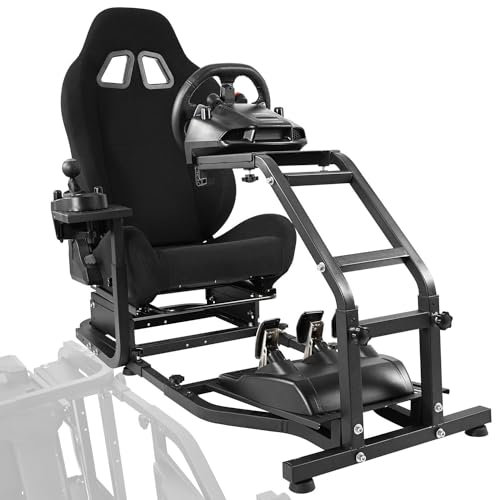 Anman Racing Simulator Cockpit Height Adjustable Racing Wheel Frame Gaming Compatible with Logitech G25, G27, G29, G920 Gaming Cockpit G25/G27/G29/G920 Wheel Handbrake Shifter and Pedals Not Included