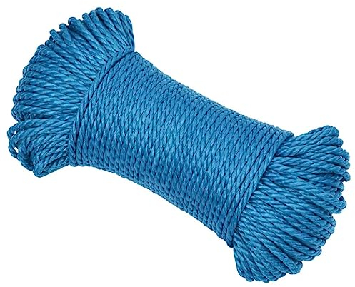 vidaXL Arbeitsseil Bodenarbeitsseil Arbeitsleine Mehrzweckleine Seil Bootsleine Allzweckseil Schnur Tau Leine Gedreht Blau 8mm 50m Polypropylen