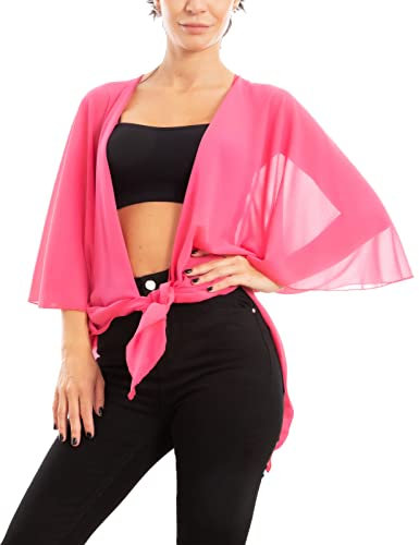 Toocool Bolero de mujer velado elegante tul ceremonia bolero VI-6314, fucsia, Talla única