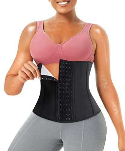 Junlan Bauchweggürtel Damen Waist Trainer Body Shaper Bauchweg Taillenformer Sauna Bauchweggürtel Schwitzgürtel Fitness (Schwarz, M)
