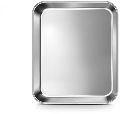Joyfair Mini bandeja para hornear, bandeja de horno de acero inoxidable, bandeja pequeña para galletas, ideal para hornear, cocinar, asar, no tóxico y sin óxido, acabado espejo y apto para