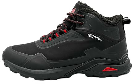 Ablovo® Damen Herren Stiefel Boots Softshell Outdoorschuhe gefüttert Wanderstiefel (Schwarz-Rot, EU Schuhgrößensystem, Erwachsene, Herren, Numerisch, M, 44)