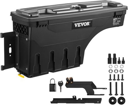 VEVOR Lkw-Ladeflächen-Aufbewahrungsbox, Abschließbarer Schwenkkoffer, 25 L ABS-Radkasten-Werkzeugkasten, Wasserdicht & Langlebig, Kompatibel mit Ford F-150 2015–2021, Lkw-Ladefläche Aufbewahrungsbox