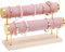 ProCase Support de bracelet à 2 étages en forme de T, amovible, en velours, avec base en bois, pour bracelets, pinces à cheveux, montres - Rose