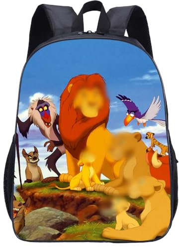 SWZY Cartoon Lion Print Backpack, Water Resistant School Bag, Animal Kids Schoolbags, Travel Rucksacks Book Bags, Large Capacity Fashion Backpack for Boys and Girls