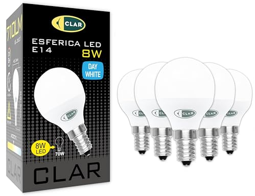 CLAR - E14 LED, Glühbirne E14, E14 Glühbirne, Leuchtmittel E14, LED Birne E14, LED Lampe E14, LED Glühbirne E14, Birne E14, Glühbirnen E14, E14 60W LED, E14 LED 4000K, LED Birnen E14, 8W (Pack 5)