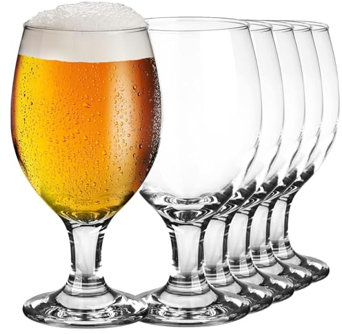 KIAPPO Pokal Biergläser Set 400 ml - 6 Stück Gläser für Bier - Wassergläser - Beer Glass - Sektgläser - Trinkgläser - Hochwertige Gläser für Cocktails, Saft, Wasser