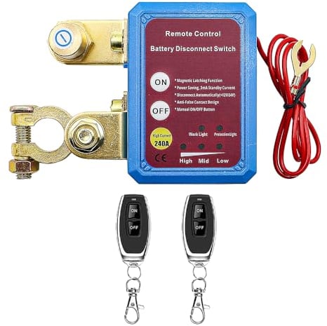 Alnicov Wireless Remote Control Car Isolator Switch, Car Battery Breaker, 12V Battery Isolator Switch 240A, Battery Kill Switch Anti-Theft for Car, RV, ATV, Truck, Boat
