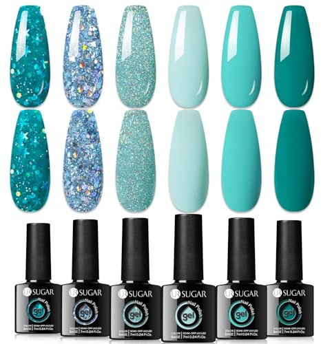 UR SUGAR UV Nagellack Blau Seeblau, Gel Nagellack Gellack UV Farbgel Starter Set für Nagelstudio Nagel Set mit Geschenkbox Maniküre Sets