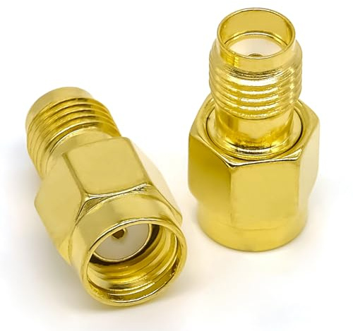 Ahoaepy 2PCS SMA Adapter Coupler Connectors, Low Loss SMA Female to RPSMA Male Connector Coax Cable Adapter for Radio, Audio, Video, Car Aerial