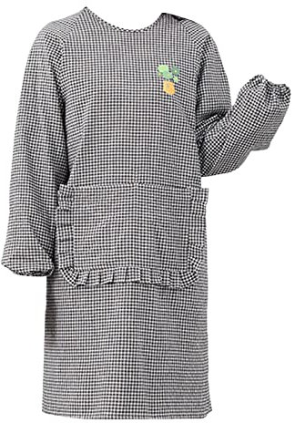 Cooking Long Sleeve Aprons For Women With Pockets Kitchen Cute Waitress Apron For Women Smoc Painters Aprons for Adults (Black, One Size)