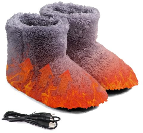 Mineup Elektrisch Beheizte Hausschuhe, USB-Heizung Hausschuhe für Den Winter, Fußwärmer Elektrisch Schuhe, Beheizbare Hausschuhe für Damen Herren Erwachsene Lindert Beschwerden（39-43）