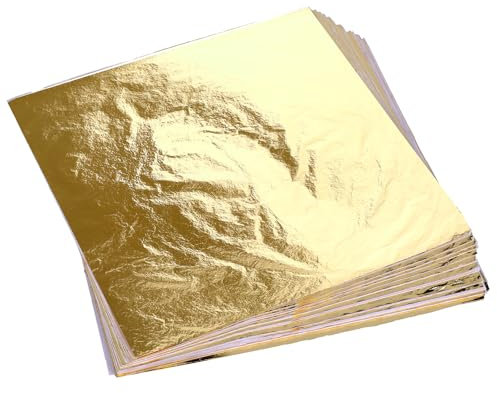 200 Blätter Blattgold Stück Imitation, 14 X 14 cm Goldfolie Kupferfolie Stück Blattgold zum Basteln Decoupage Papier für Möbel Blattgold für Nägel, Holz, Möbel Dekoration, Malerei, Nageldesign