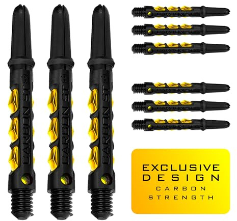 Harrows Dartpfeile 3 Sets Carbon ST Dartschäfte – insgesamt 9 Dartschäfte – Medium, Midi & Short – robuster Carbon-Verbundstoff (GELB, Medium)