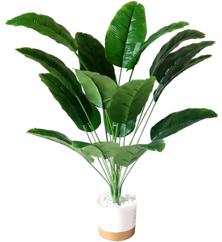 80cm Tall Fake Plants, Realistic Potted Artificial Bird of Paradise Tree, 18 Stems Floor Faux Tropical Plants for Home Decor, Living Room, Bedroom, Bathroom, Table