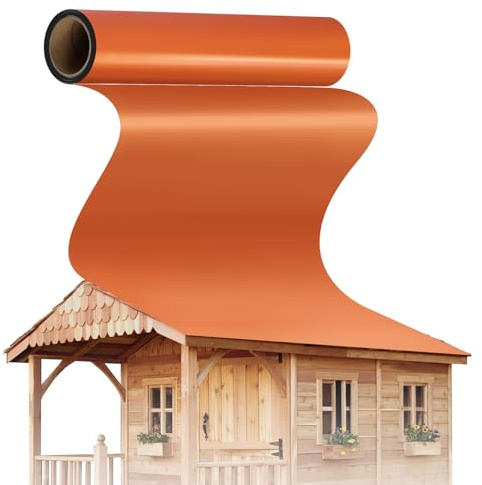 Dachfolie selbstklebend dachpappe selbstklebend Alu-Ersatz | selbstklebende dachpappe 1,2mm für Schuppen, Gartenhaus | selbstklebende dachfolie flexibel, UV-beständig | 5m² (1x5m) Orange