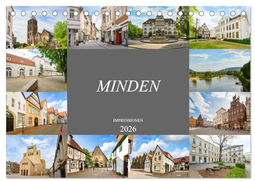 Minden Impressionen (Tischkalender 2026 DIN A5 quer), CALVENDO Monatskalender: Beeindruckende zwölf Bilder der Stadt Minden (CALVENDO Orte)